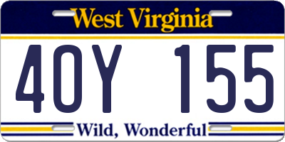 WV license plate 4OY155