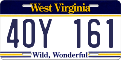 WV license plate 4OY161