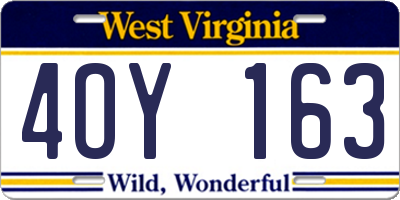 WV license plate 4OY163
