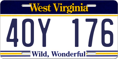 WV license plate 4OY176