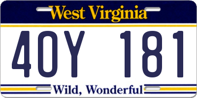 WV license plate 4OY181