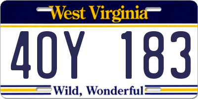 WV license plate 4OY183
