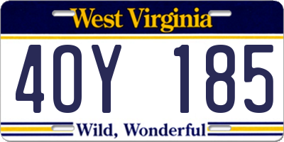 WV license plate 4OY185