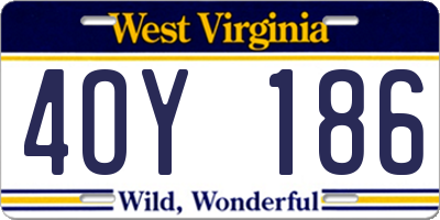 WV license plate 4OY186