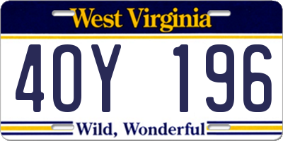 WV license plate 4OY196
