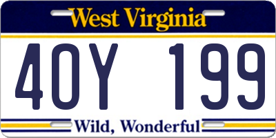 WV license plate 4OY199
