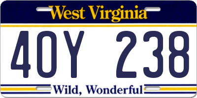 WV license plate 4OY238