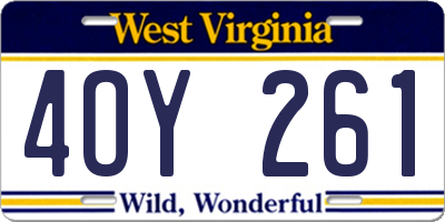 WV license plate 4OY261
