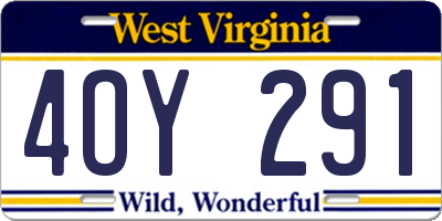 WV license plate 4OY291