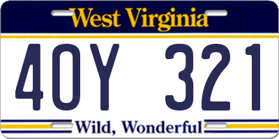WV license plate 4OY321