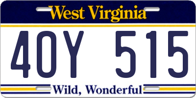 WV license plate 4OY515