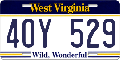 WV license plate 4OY529