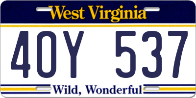 WV license plate 4OY537