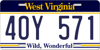 WV license plate 4OY571