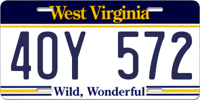 WV license plate 4OY572