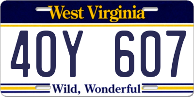 WV license plate 4OY607