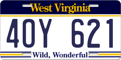 WV license plate 4OY621