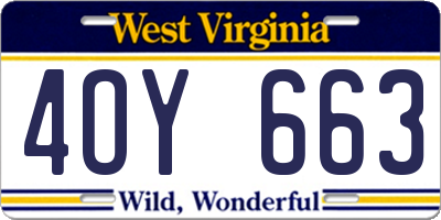 WV license plate 4OY663