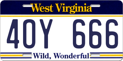 WV license plate 4OY666