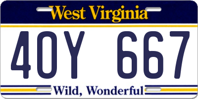 WV license plate 4OY667