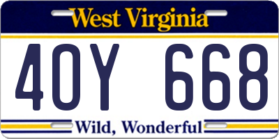 WV license plate 4OY668