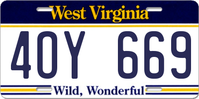 WV license plate 4OY669