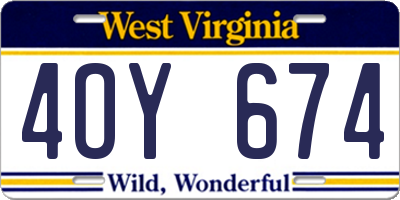 WV license plate 4OY674