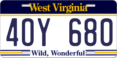 WV license plate 4OY680