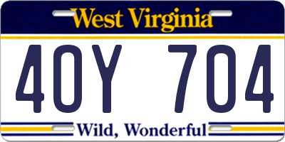 WV license plate 4OY704