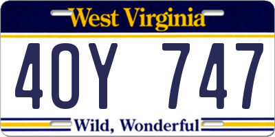 WV license plate 4OY747