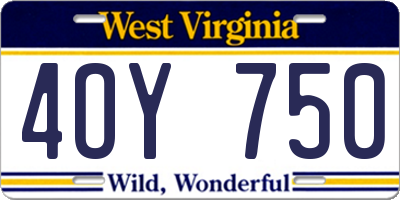 WV license plate 4OY750