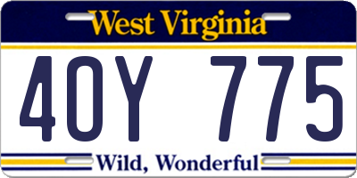 WV license plate 4OY775