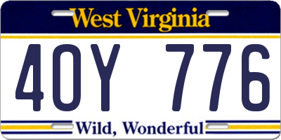 WV license plate 4OY776