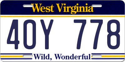 WV license plate 4OY778