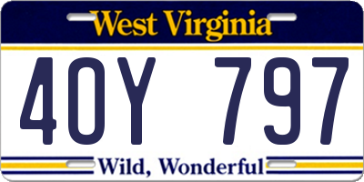 WV license plate 4OY797