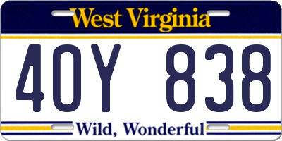 WV license plate 4OY838