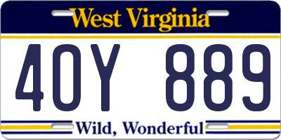 WV license plate 4OY889
