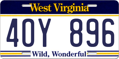WV license plate 4OY896