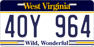 WV license plate 4OY964