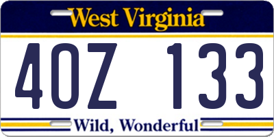 WV license plate 4OZ133