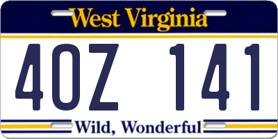 WV license plate 4OZ141