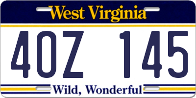 WV license plate 4OZ145