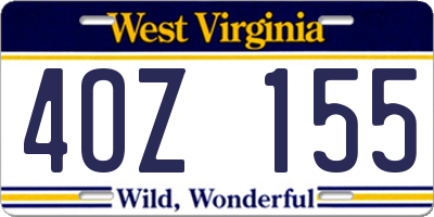 WV license plate 4OZ155