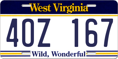 WV license plate 4OZ167