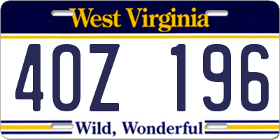 WV license plate 4OZ196