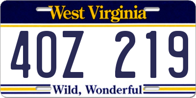WV license plate 4OZ219