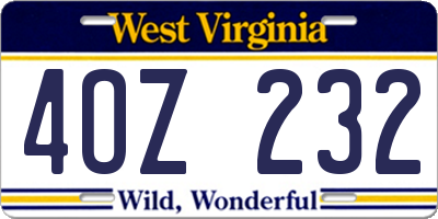 WV license plate 4OZ232