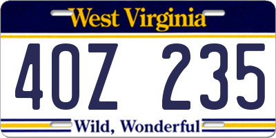WV license plate 4OZ235