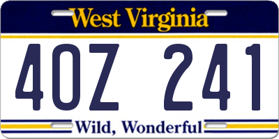 WV license plate 4OZ241