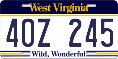 WV license plate 4OZ245